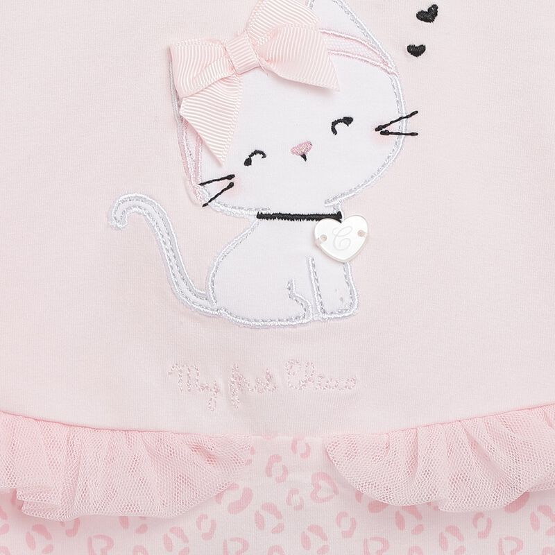 Girls Light Pink Printed Short Sleeve Romper image number null